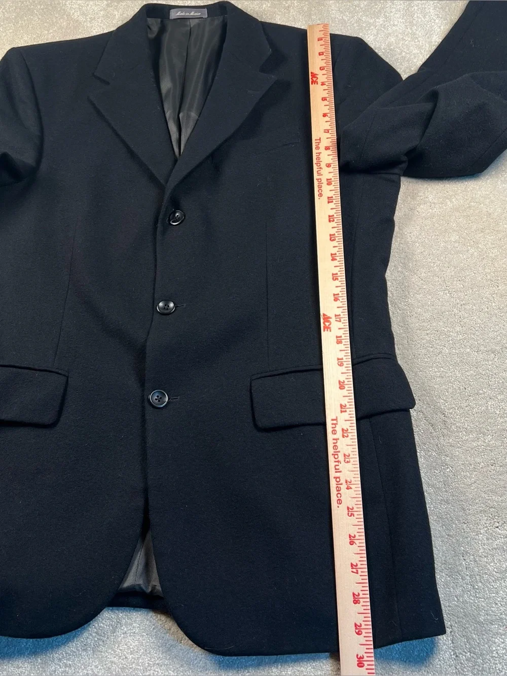 Oscar de la Renta Cashmere Wool Blend Blazer Suit Jacket Black 3 Button Mens 38R
